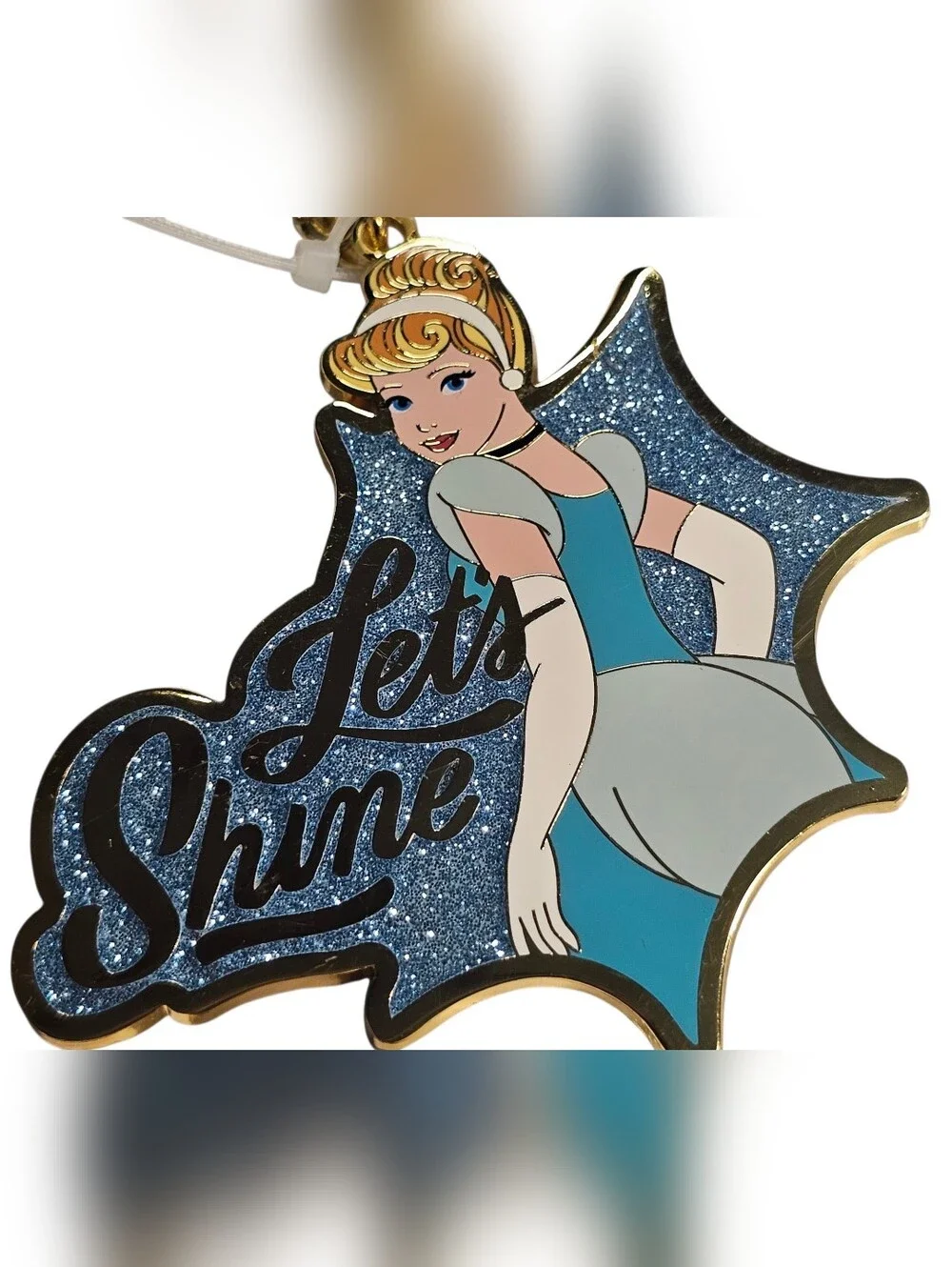 Disney Parks Cinderella 'Let's Shine' Glitter Keychain - NWOT
